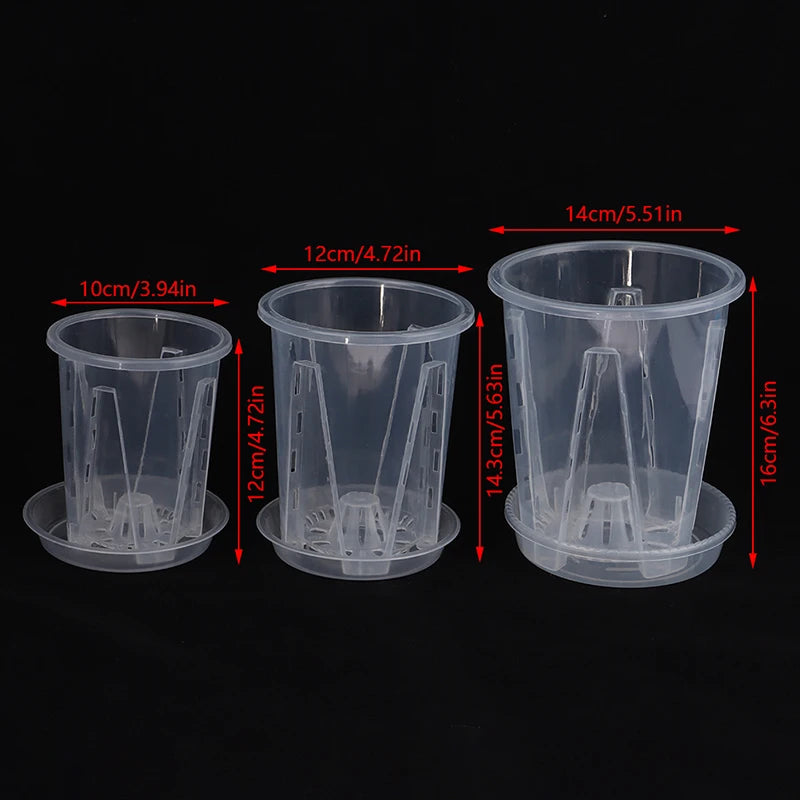 Transparent Root Control Orchid Pot with Tray – Breathable Flower Planter