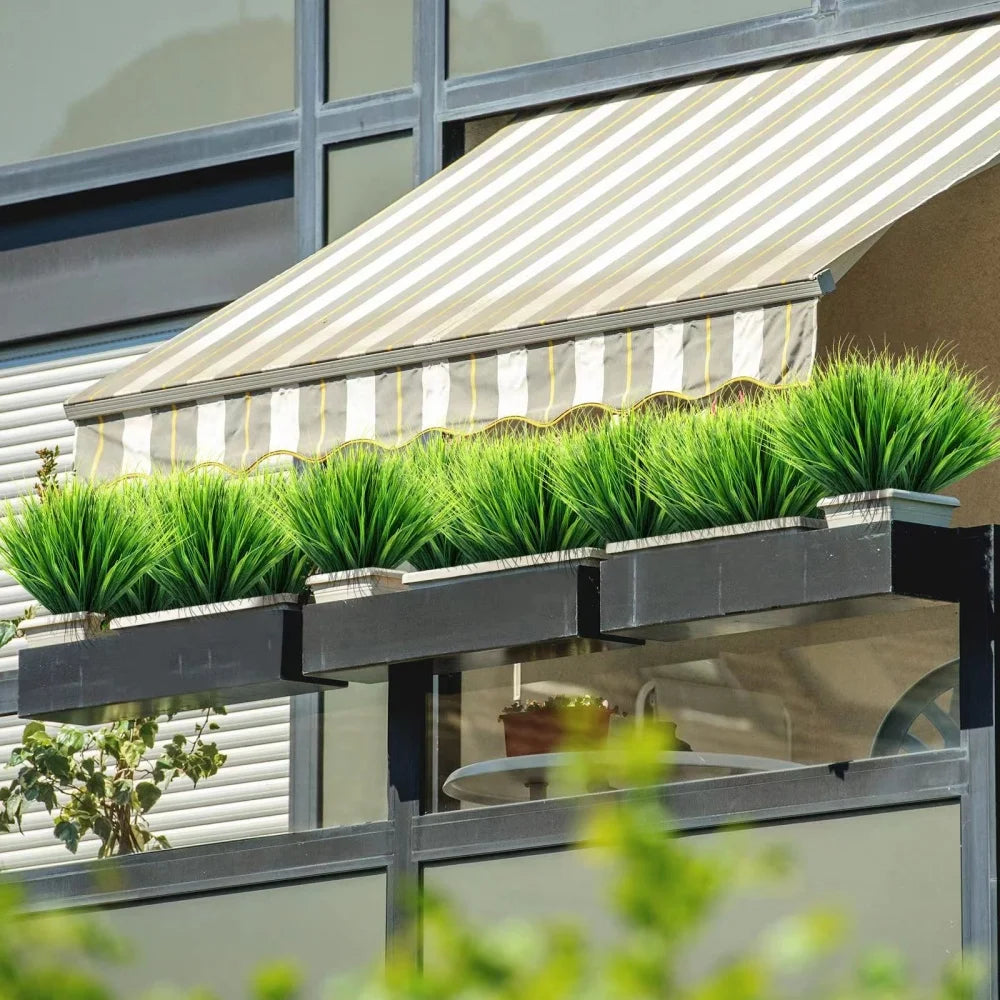 20PCS Artificial 7-Branch Plastic Grass Plants — Lifelike Green Imitation for Home, Garden & Event Decoration (30cm)