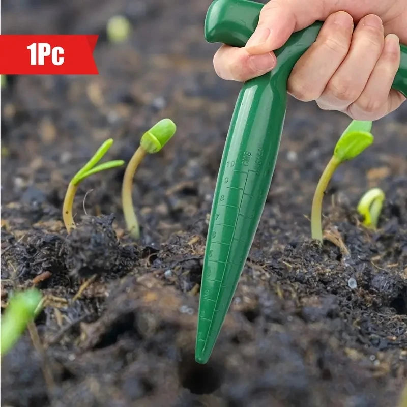 Handheld Garden Hole Puncher with Depth Scale & Seed Dispenser