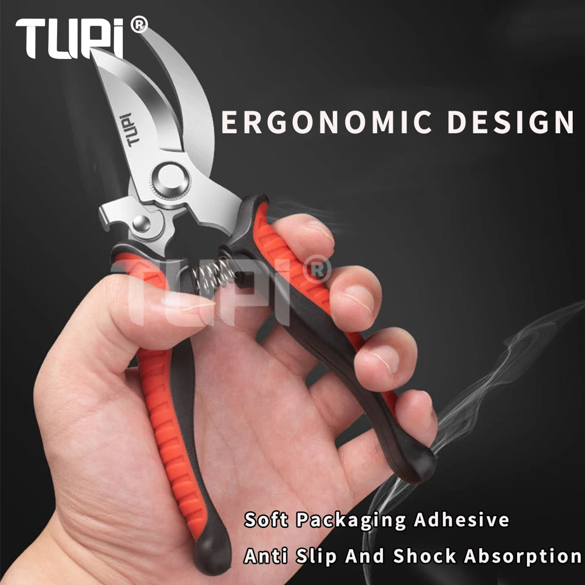 TUPI Bypass Pruning Shears – SK5 Steel Garden Clippers, Non-Slip Grip