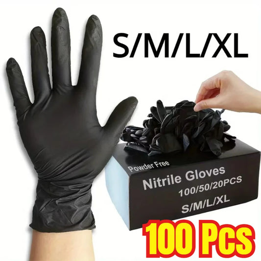 Black XL Nitrile Disposable Gloves – Powder-Free, Waterproof, Latex-Free for Cleaning, Industry & Cooking (100PCS)