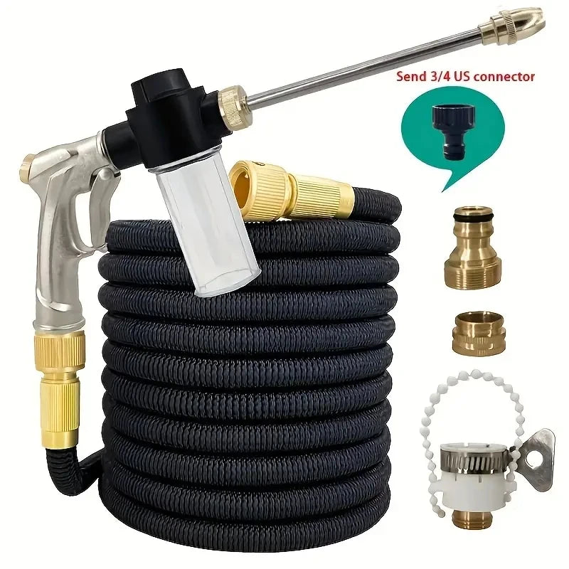 Expandable Garden Hose with High-Pressure Spray Nozzle – Flexible & Durable