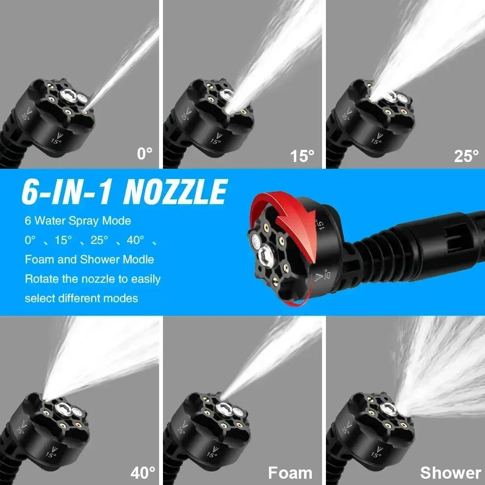 3500W 200Bar Cordless High-Pressure Washer – 6-in-1 Spray Gun