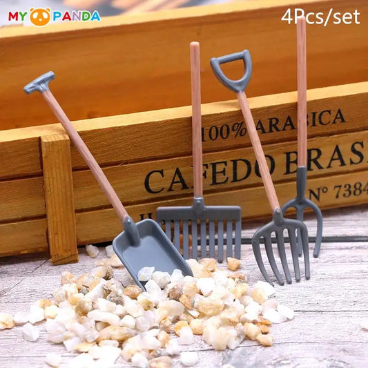 4pcs Miniature Dollhouse Garden Tools Set – 1:12 Scale Decor Props