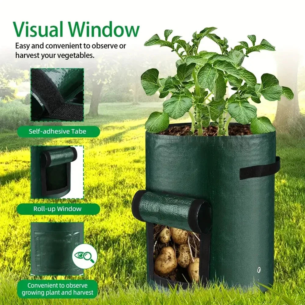 5-Pack Heavy-Duty Vegetable Grow Bags – Breathable PE Planters