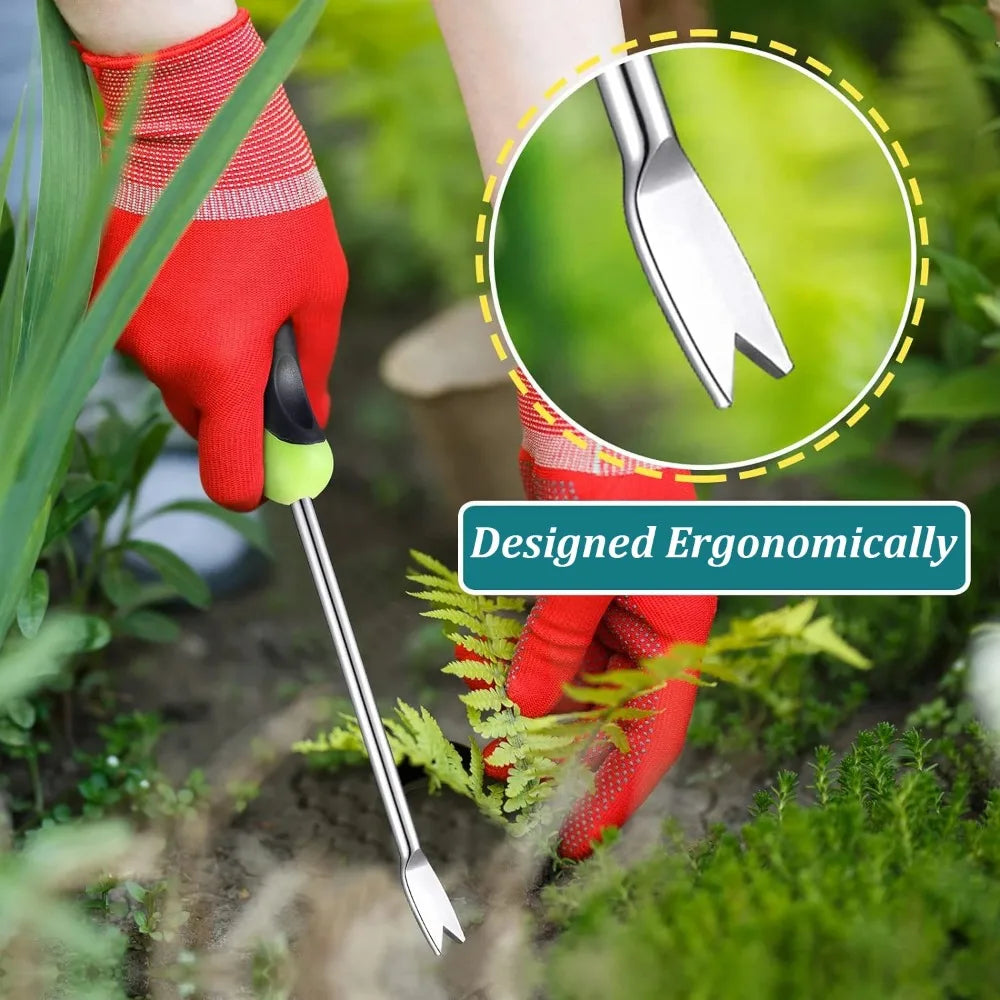 Stainless Steel L-Shaped Weeding Tool Set – Manual Garden Root Remover