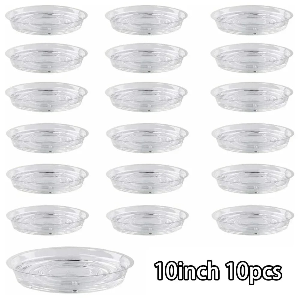 10PCS Clear Round Plant Saucer Drip Trays – PET Pot Base & Multipurpose Storage Tray for Indoor Plants, Snacks, or Desktop Use
