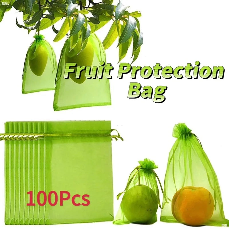 1–100pcs Green Fruit Protection Mesh Bags – Anti-Bird & Pest Netting