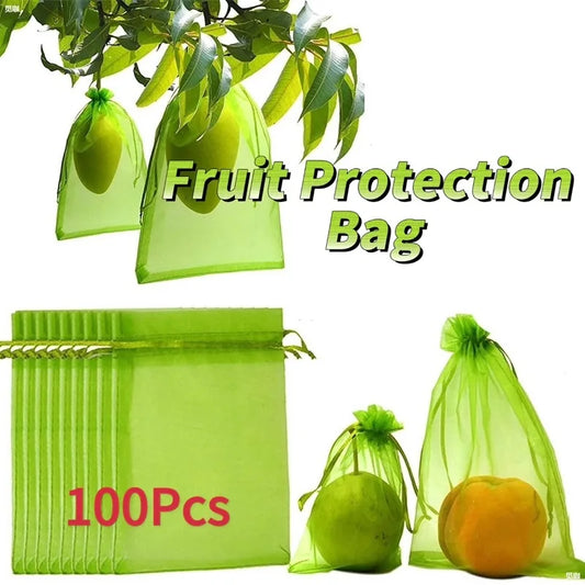 1–100pcs Green Fruit Protection Mesh Bags – Anti-Bird & Pest Netting