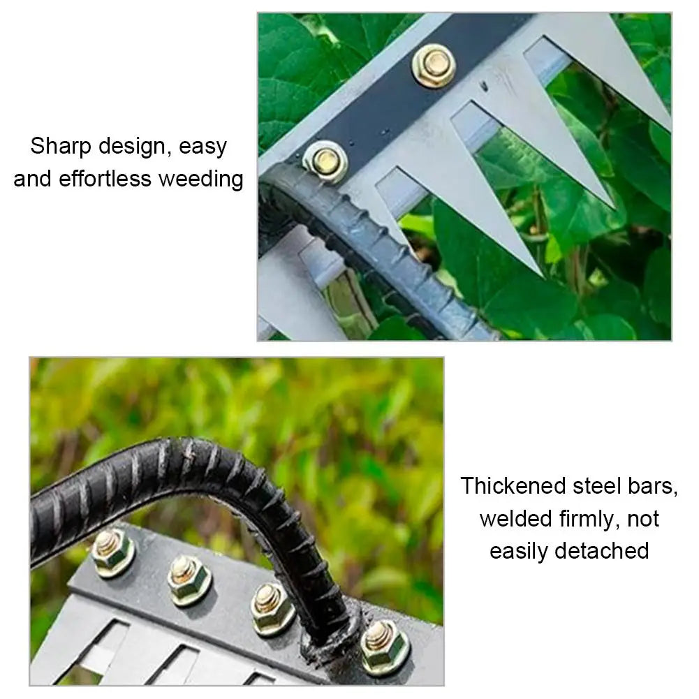 8-Tooth Carbon Steel Garden Weeding Rake — Heavy-Duty Digging & Planting Tool with Ergonomic Grip