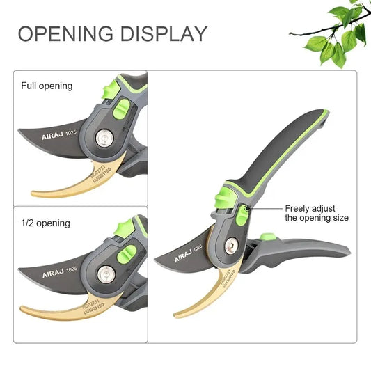 AIRAJ 8-Inch SK5 Pruning Shears – Durable Bypass Garden Scissors with Anti-Slip Grip