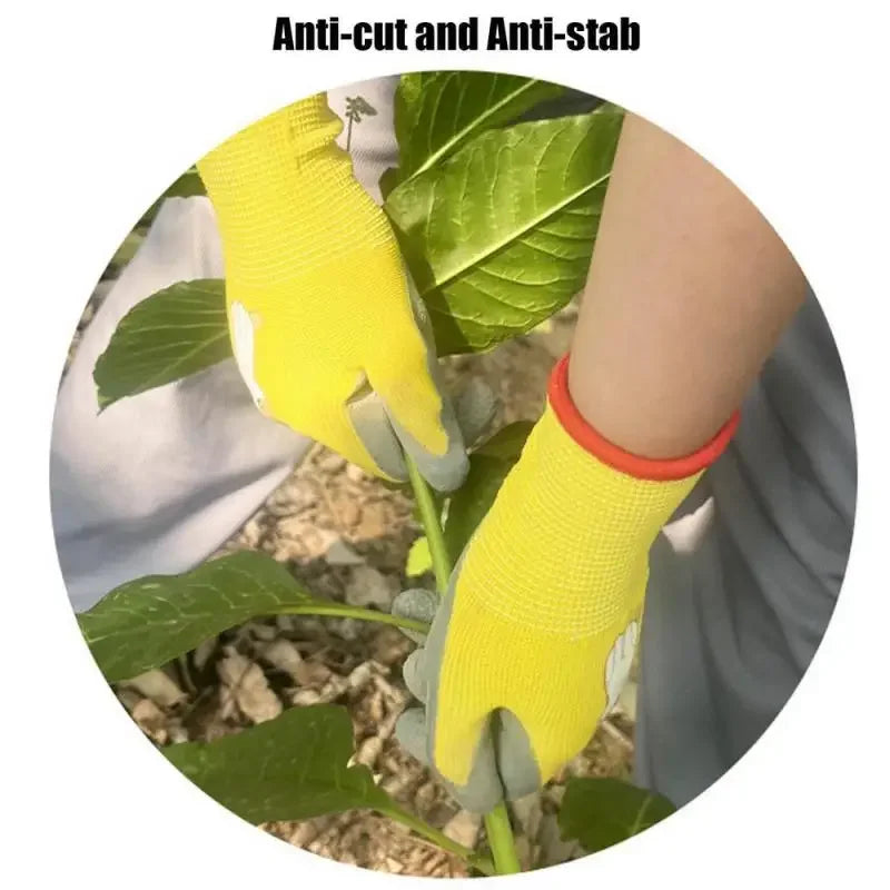 Kids Waterproof Garden Gloves – Durable Non-Slip Safety Work Gloves for Children (Pink/Blue/Yellow)