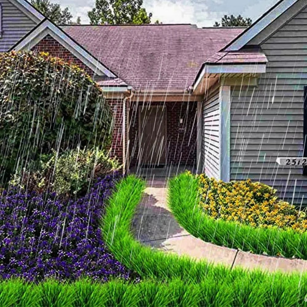 20PCS Artificial 7-Branch Plastic Grass Plants — Lifelike Green Imitation for Home, Garden & Event Decoration (30cm)
