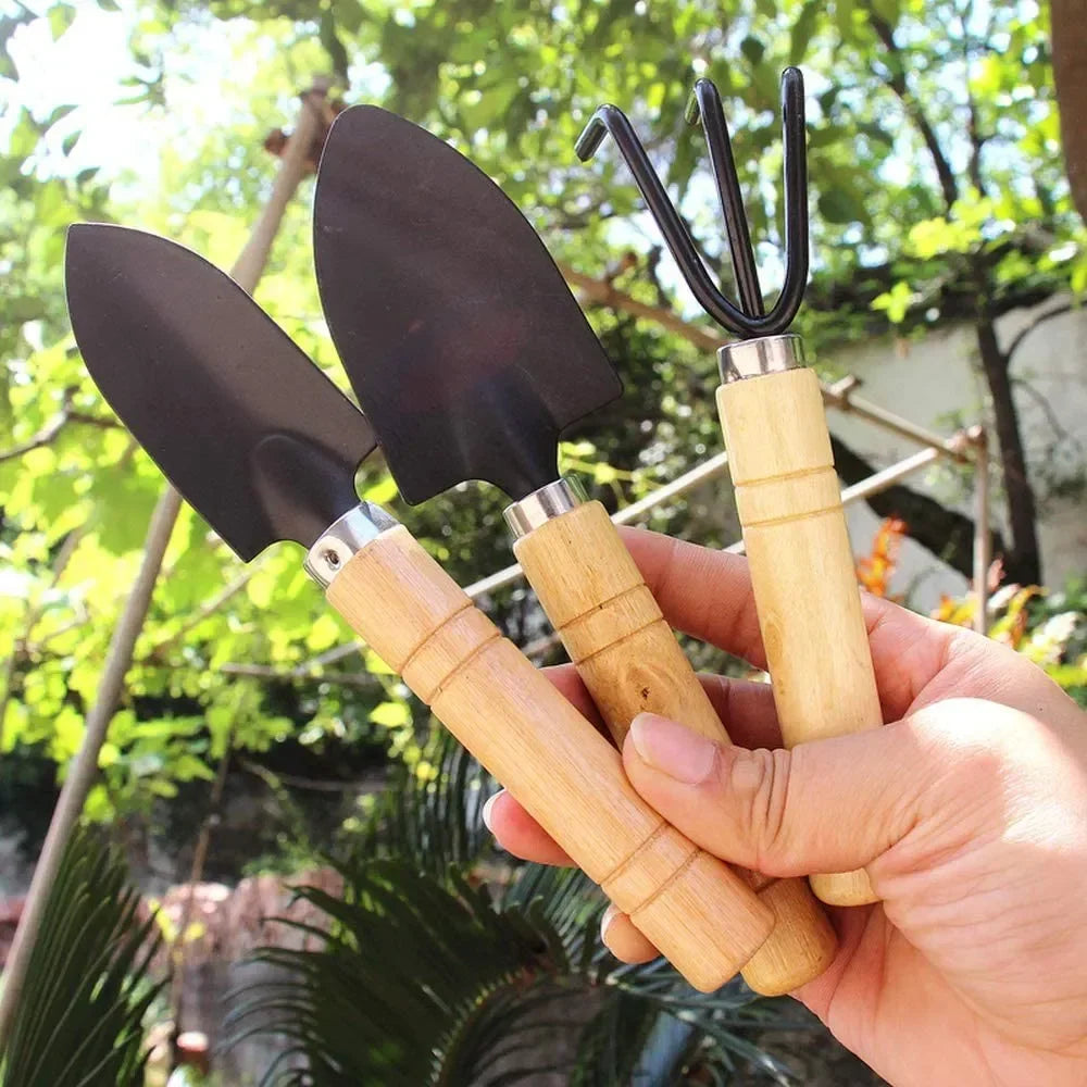 3PCS Mini Garden Tool Set – Small Shovel, Rake & Trowel for Indoor Plants & Flower Pots
