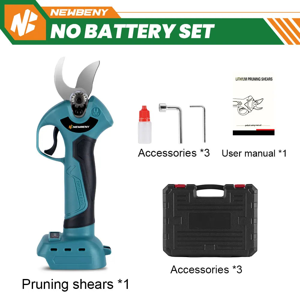 NEWBENY 30MM Cordless Brushless Electric Pruning Shears Efficient  4 Gears Fruit Tree Bonsai Garden Tools For Makita 18V Battery