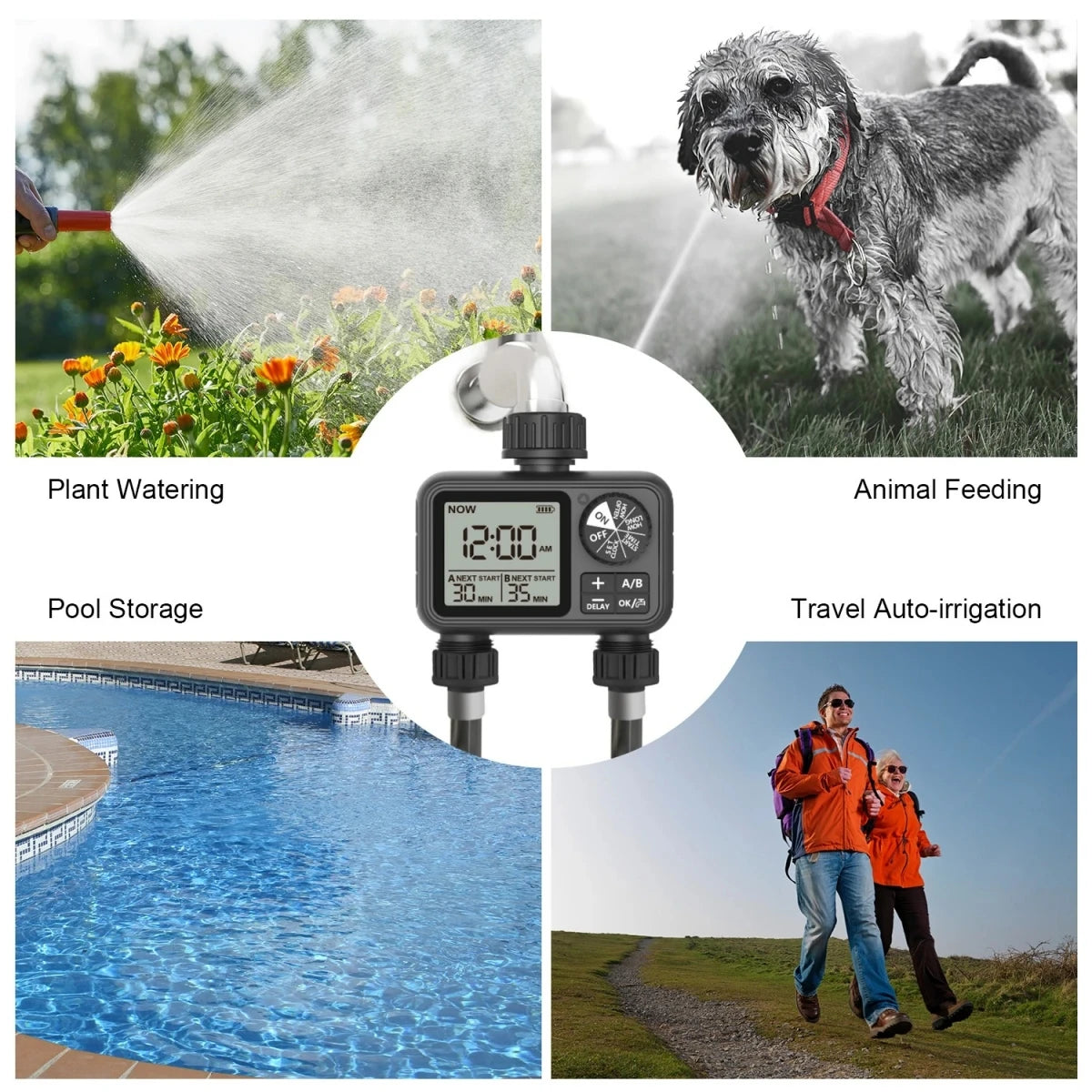 2-Outlet Digital Water Timer – Dual Zone Irrigation Controller (HCT-M06)