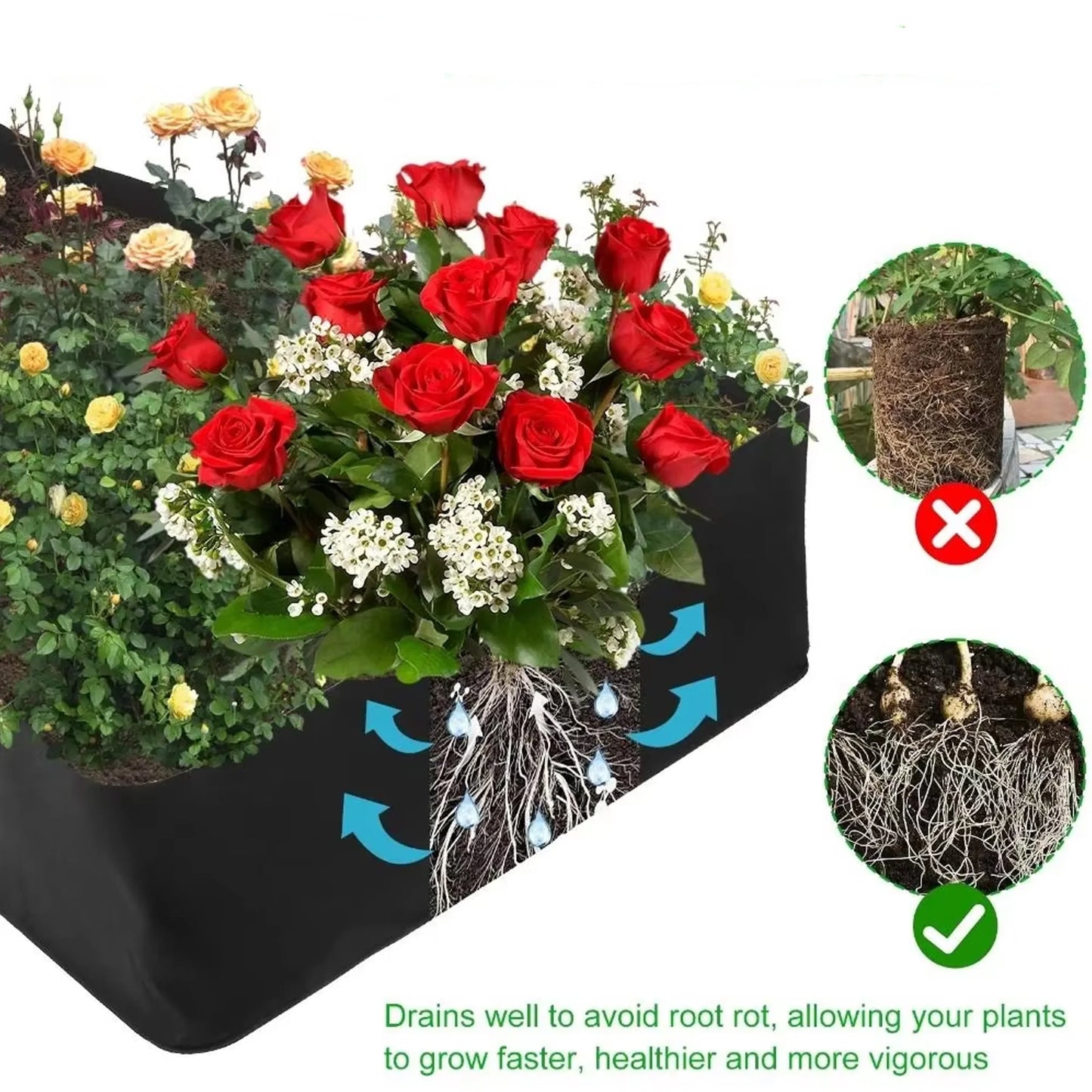 Rectangular Felt Grow Bag with Multi-Grid — Breathable Planting Container for Vegetables & Herbs
