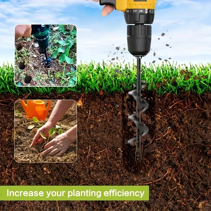 Auger Drill Bit Set for Planting — Spiral Hole Punch for Easy Digging & Soil Loosening (Fits Electric Drills)