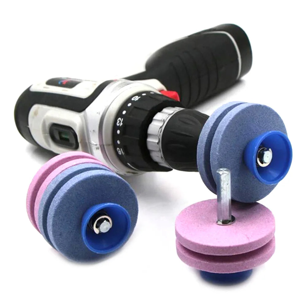 Universal Lawn Mower Blade Sharpener — Double-Layer Grinding Wheel Drill Attachment for Fast Knife & Cutter Sharpening