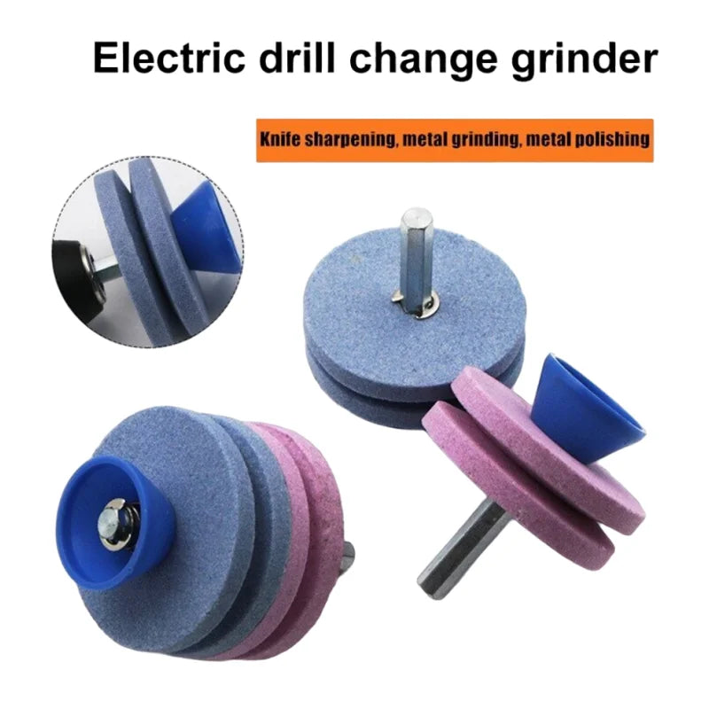 Universal Lawn Mower Blade Sharpener — Double-Layer Grinding Wheel Drill Attachment for Fast Knife & Cutter Sharpening