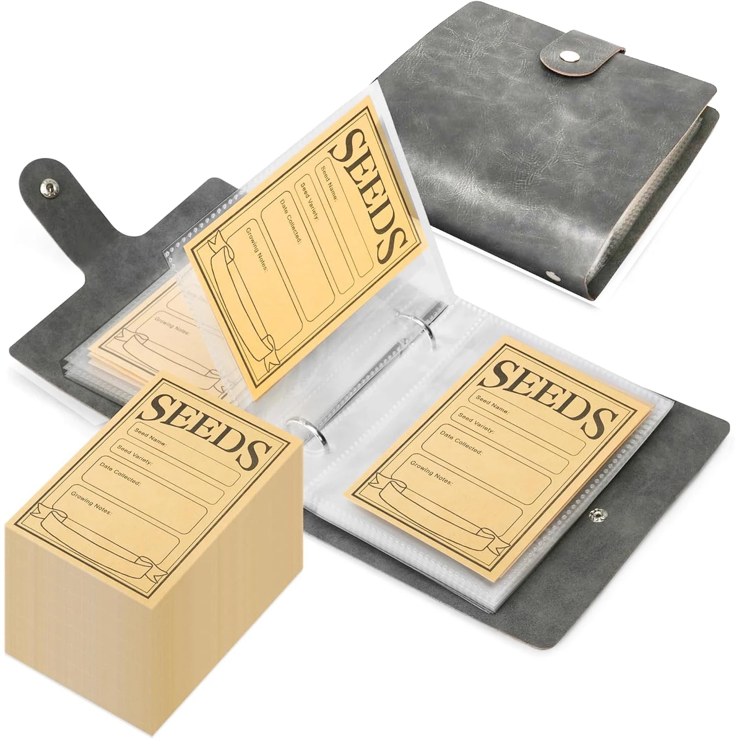 Garden Seed Storage Organizer Set — Binder with 50 Self-Sealing Seed Envelopes for Seed Packet Organization