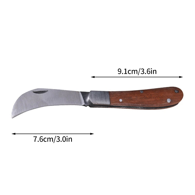 Folding Grafting Knife – Wood Handle Bonsai & Pruning Garden Tool