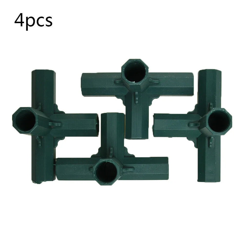 4PCS Greenhouse Pole Connectors – 16-17mm Plastic Structure Joints for Garden Frames & Plant Supports