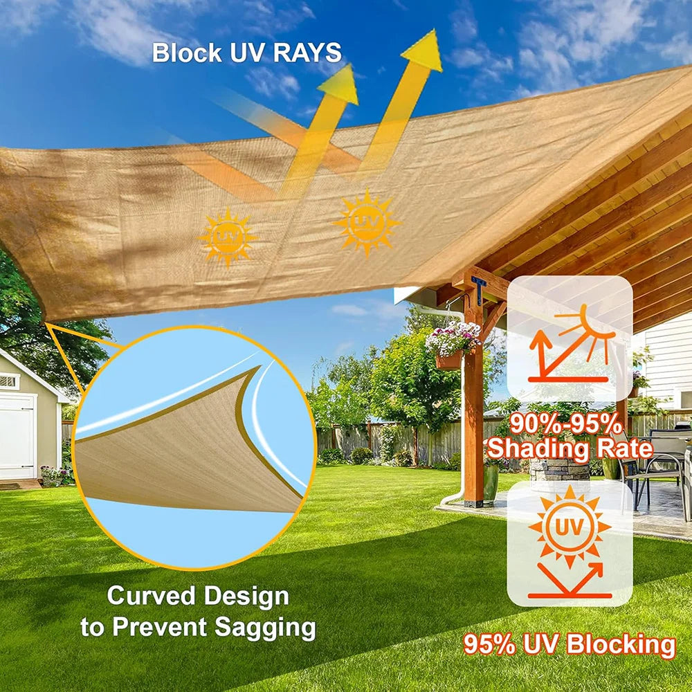 Rectangle Sun Shade Sail – UV Block Waterproof Canopy for Patio, Garden & Backyard (Multiple Sizes)