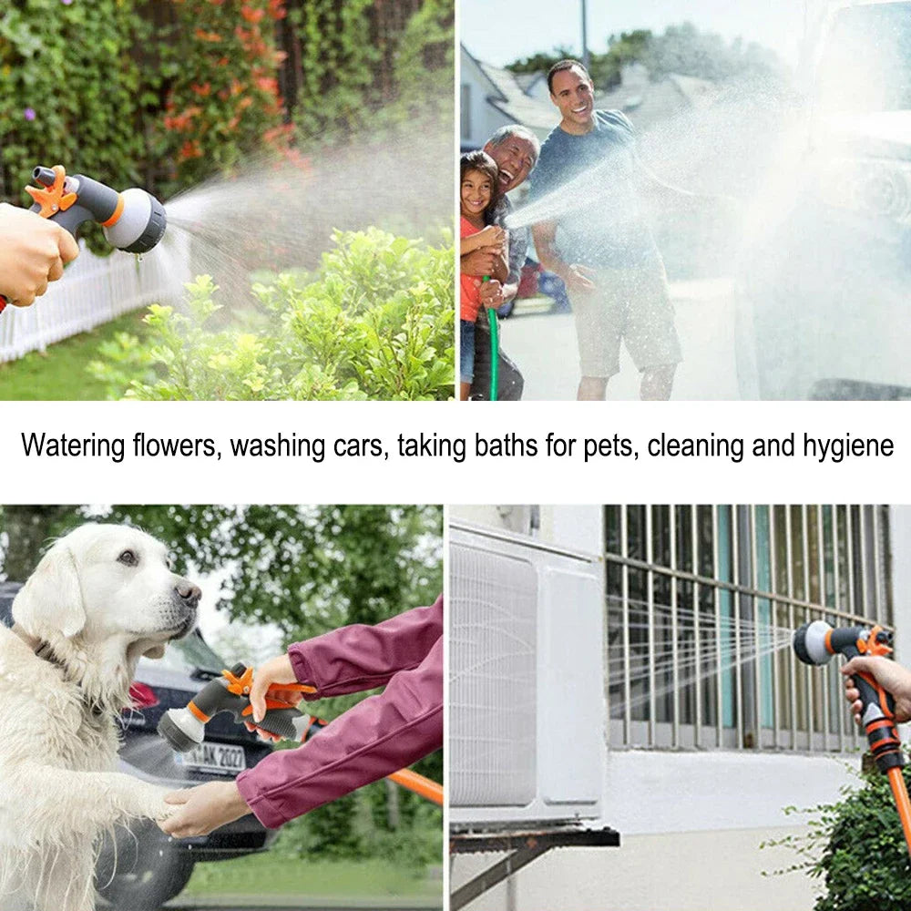 8-Pattern Garden Hose Nozzle – High-Pressure Water Gun for Car Washing & Yard Spraying