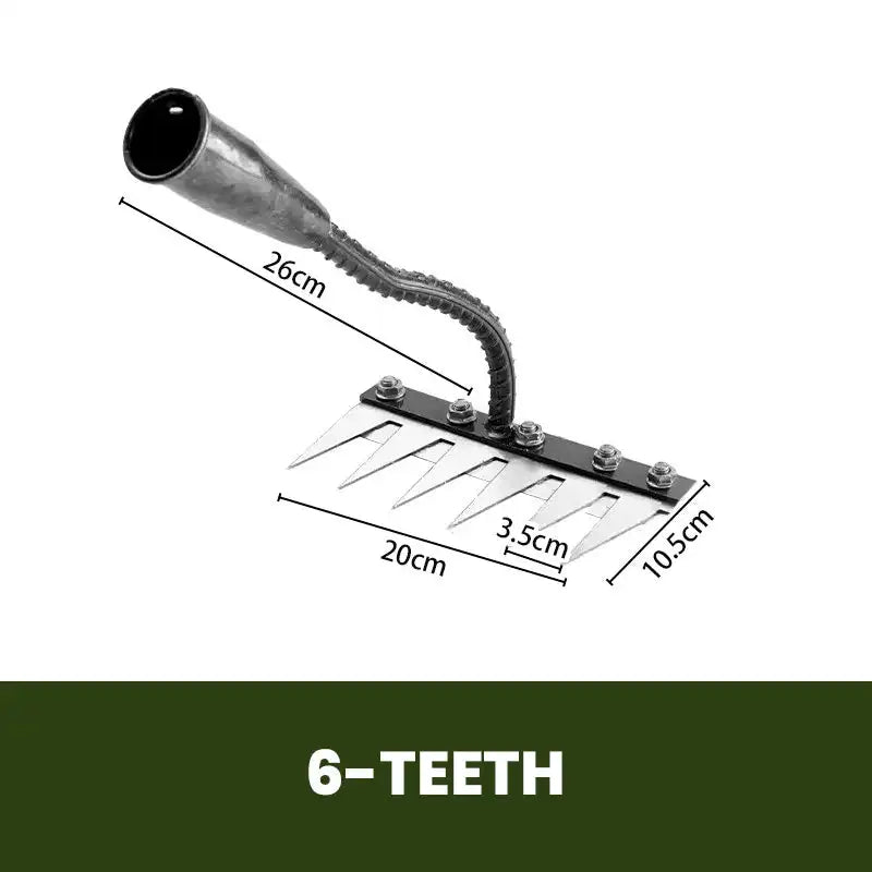 5/6/7/8 Teeth Carbon Steel Garden Weeding Rake — Multi-Tooth Soil Loosening Tool for Yard, Straw, and Agricultural Use