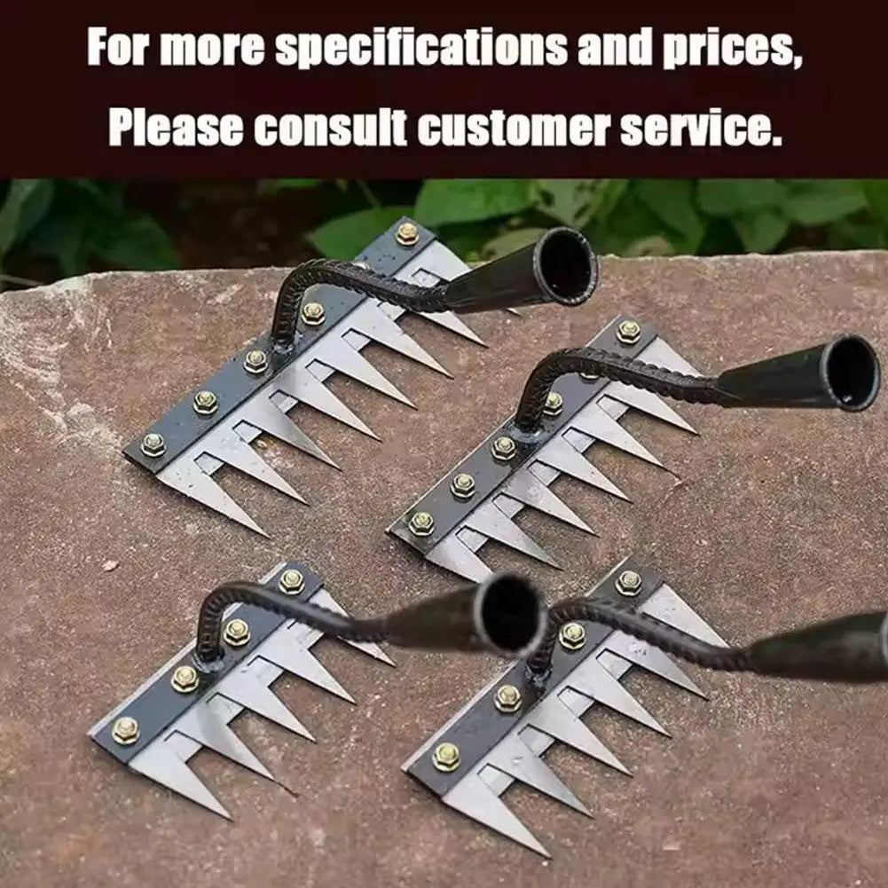 5/6/7/8 Teeth Carbon Steel Garden Hand Rake — Heavy-Duty Weeding Scarifier & Soil Loosening Harrow Tool
