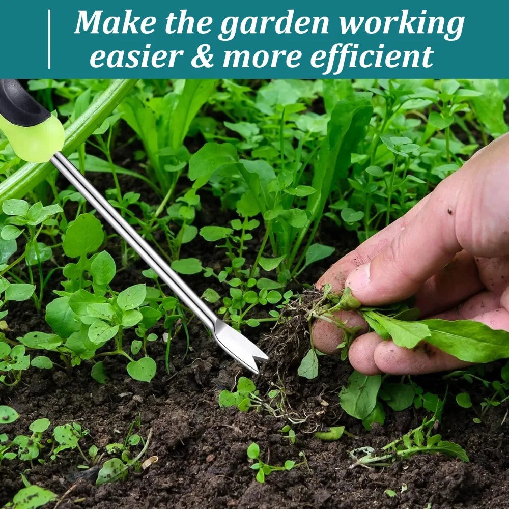 Stainless Steel L-Shaped Weeding Tool Set – Manual Garden Root Remover