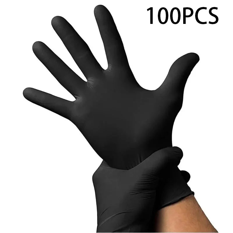 100-Pack Black Nitrile Disposable Gloves – Latex-Free, Oil-Proof, Anti-Static for Cleaning, Garden, Tattoo & Pet Care