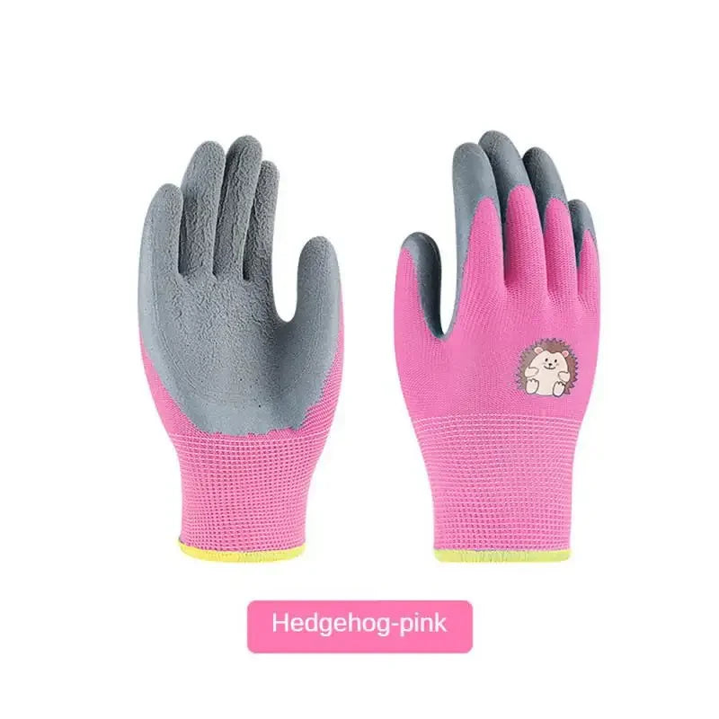 Kids Waterproof Garden Gloves – Durable Non-Slip Safety Work Gloves for Children (Pink/Blue/Yellow)