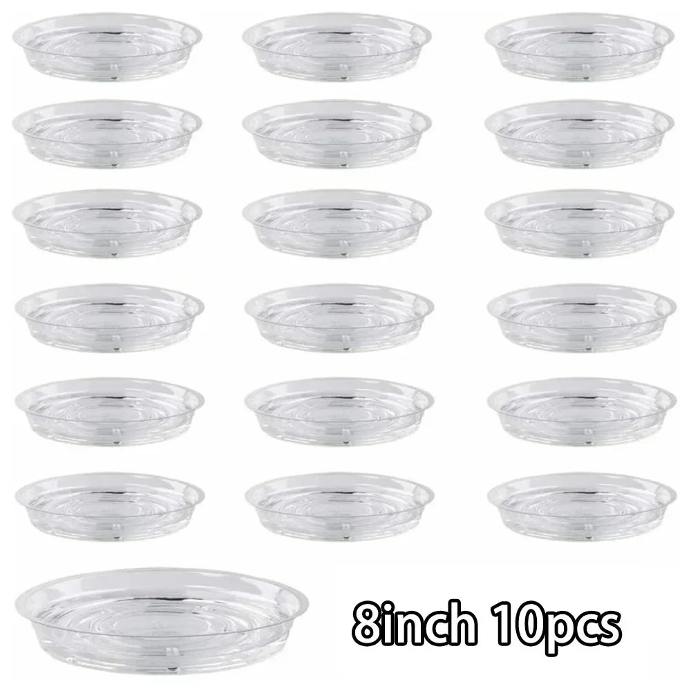10PCS Clear Round Plant Saucer Drip Trays – PET Pot Base & Multipurpose Storage Tray for Indoor Plants, Snacks, or Desktop Use