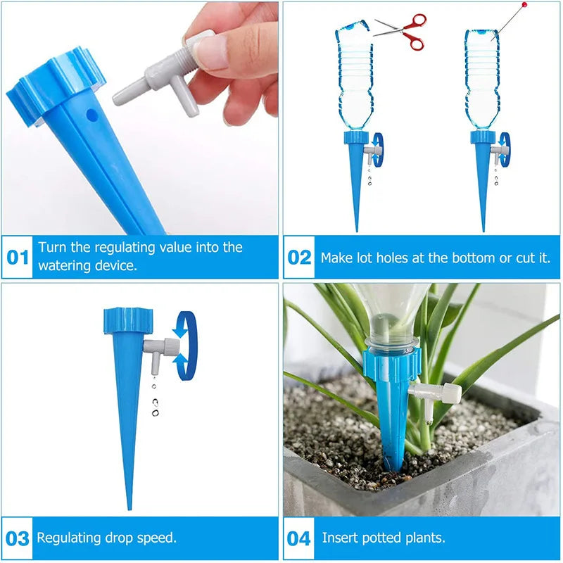 Adjustable Drip Irrigation Spikes Kit – Self-Watering System (3–12 Pcs)
