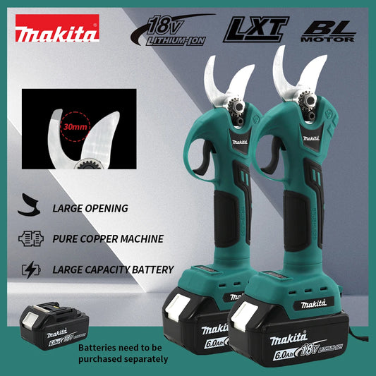 Makita Cordless Brushless Electric Pruning Shears – 18V Battery, 30mm Cutting Capacity