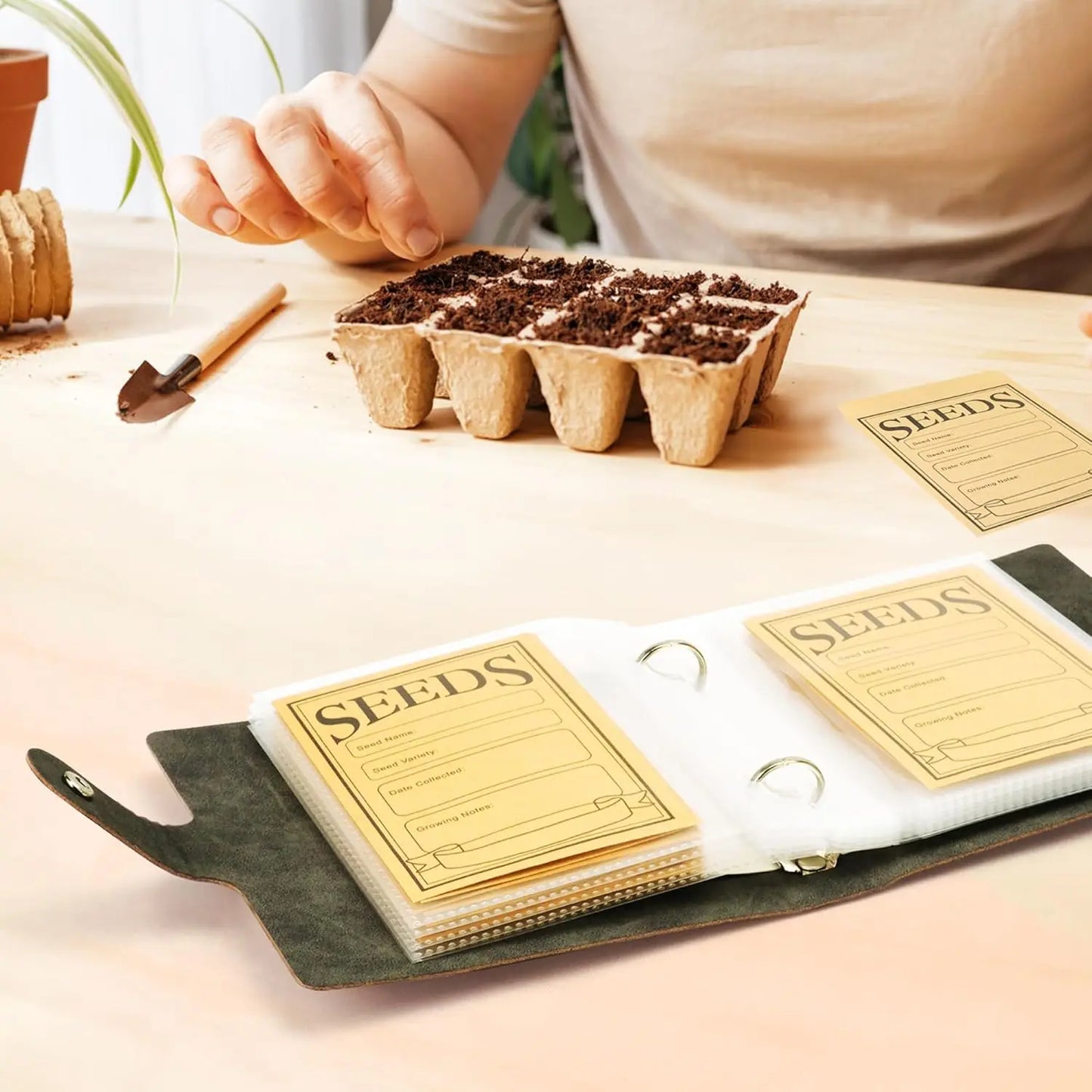 Garden Seed Organizer Binder with 50 Self-Sealing Envelopes