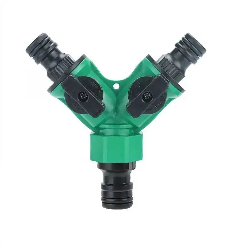 2-Way Garden Hose Splitter with Shut-Off Valves – 3/4" Connector