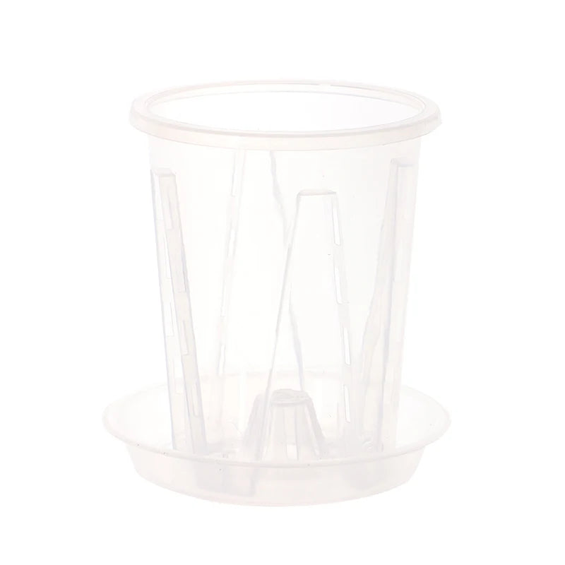 Transparent Root Control Orchid Pot with Tray – Breathable Flower Planter