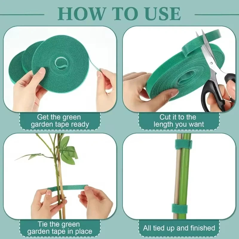 Reusable Nylon Plant Support Tape – Adjustable Hook & Loop Tie