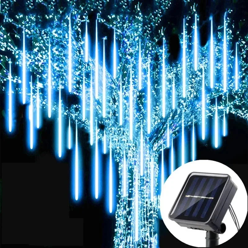 Solar Meteor Shower String Lights – 8 Tubes Waterproof Garden Decor