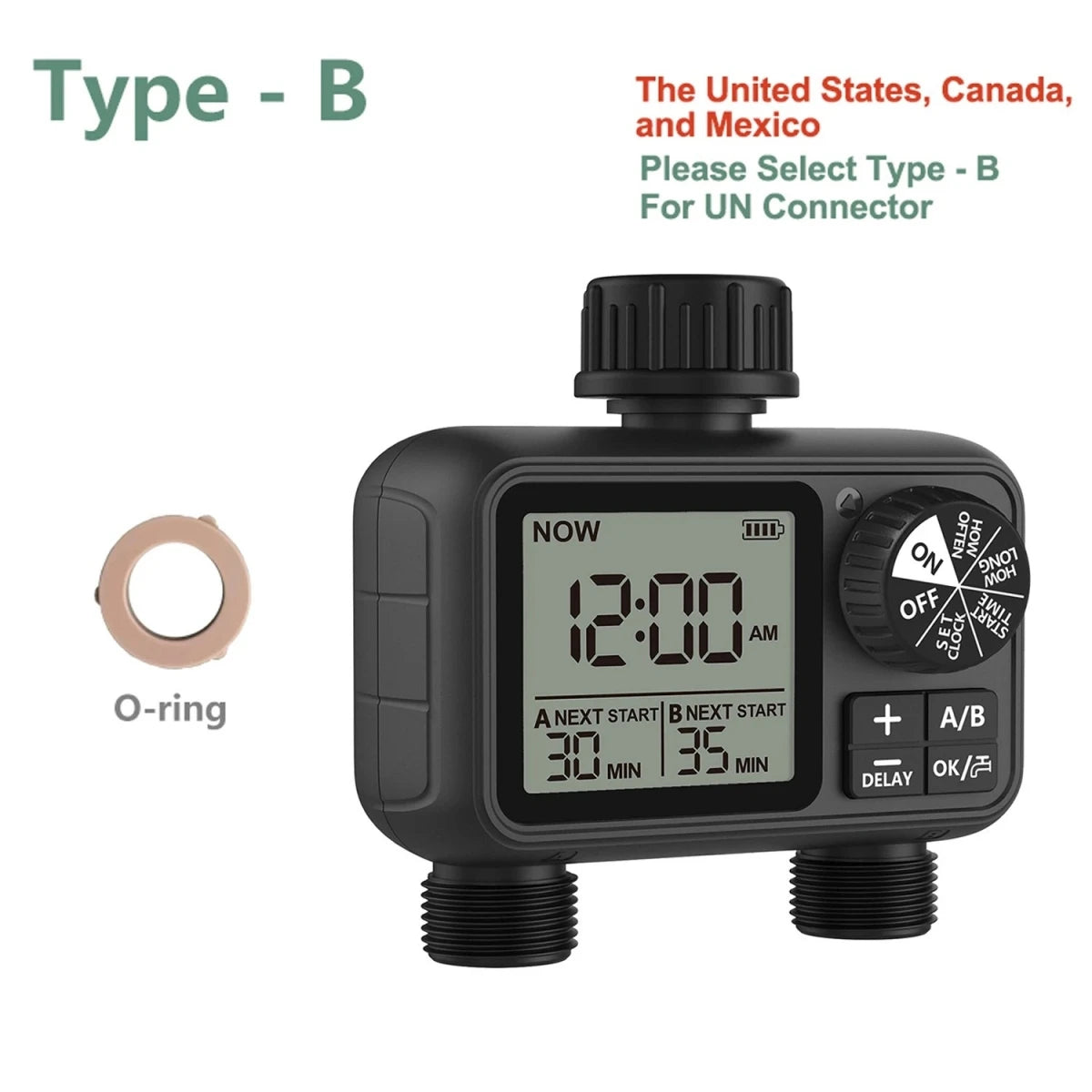 2-Outlet Digital Water Timer – Dual Zone Irrigation Controller (HCT-M06)