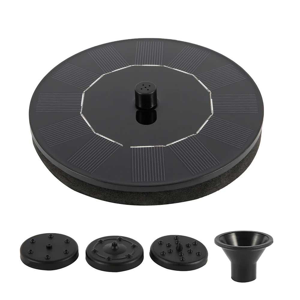 Floating Solar Fountain Pump with 4 Nozzles — Solar-Powered Water Feature for Bird Baths, Ponds, Pools & Gardens
