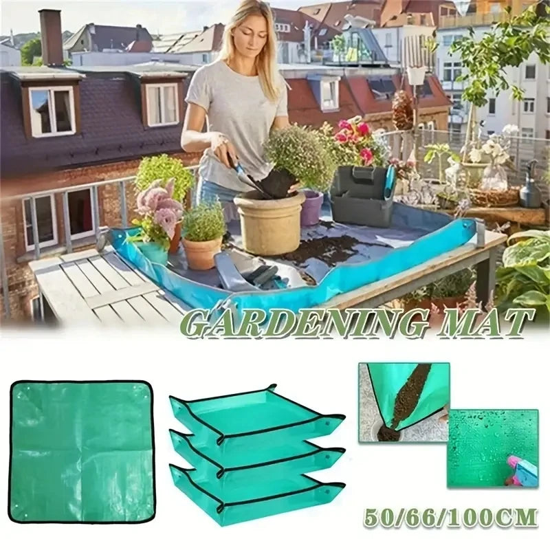 Waterproof Foldable Potting Mat – PE Planting Tray for Gardening