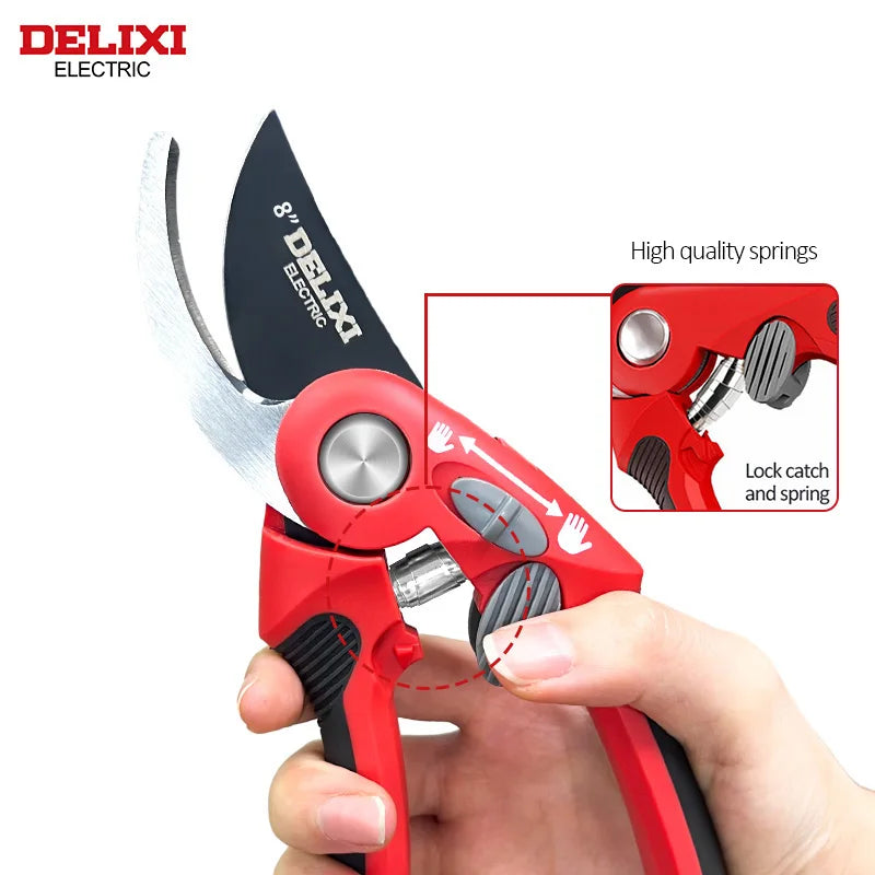 DELIXI Electric Pruning Shears – Stainless Steel Blade, Ergonomic Rubber Handle