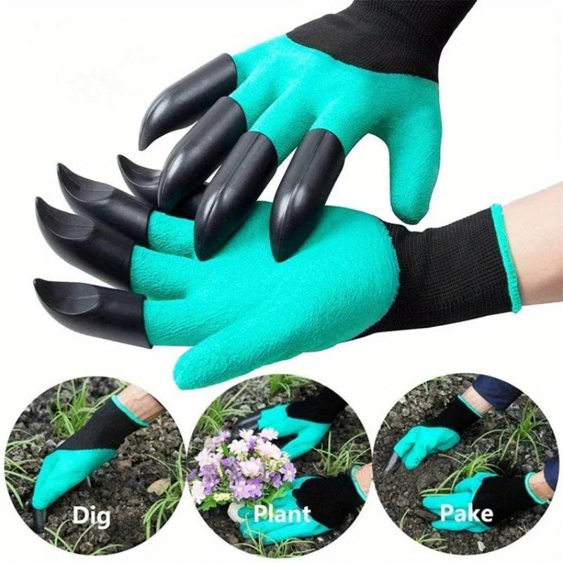 2 Pairs Garden Gloves with Claws — Digging, Planting, Weeding & Seeding Gloves with Nail & Finger Protection
