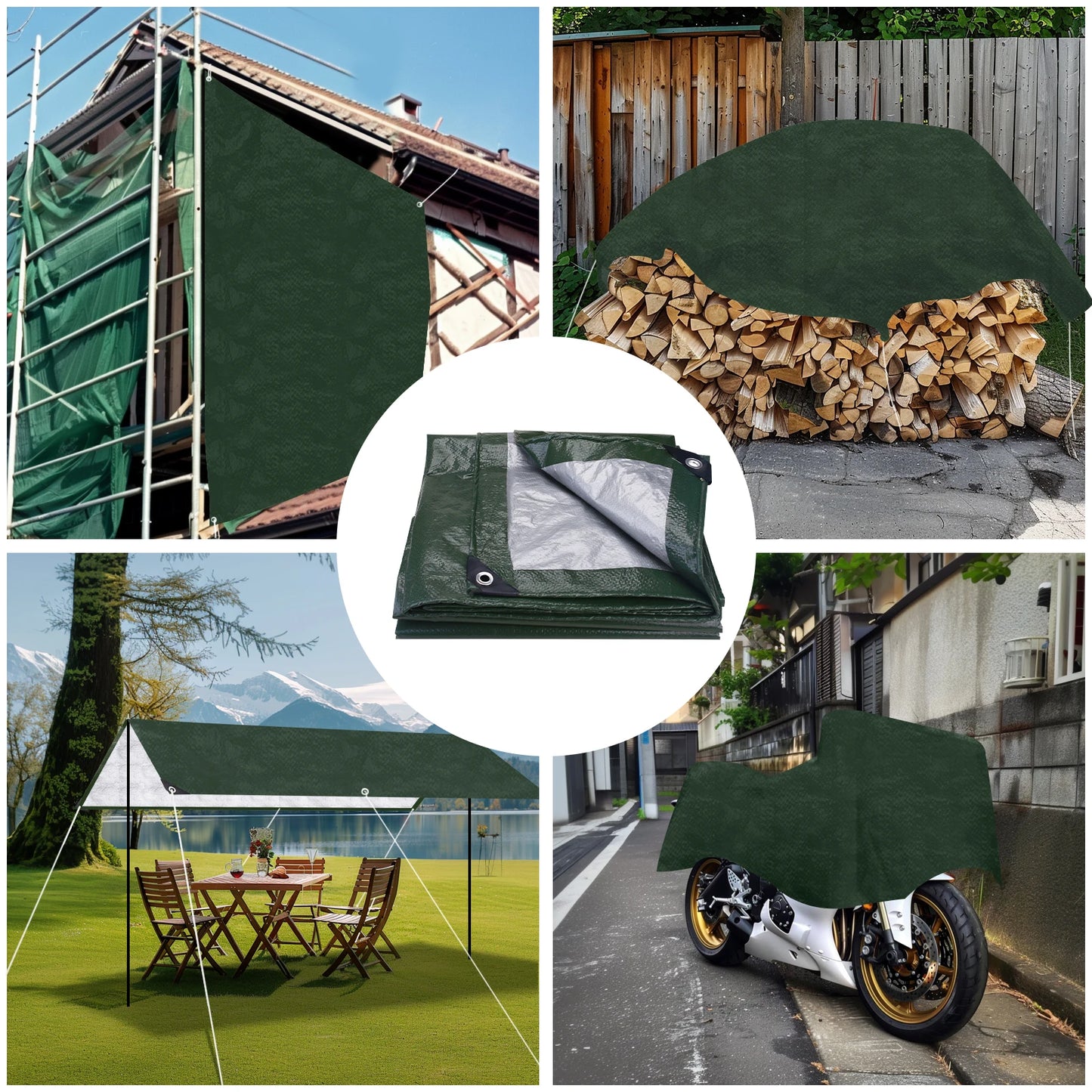 Waterproof Camping Tarp – 5x4m, 4x3m, 3x3m Outdoor Sun Shelter