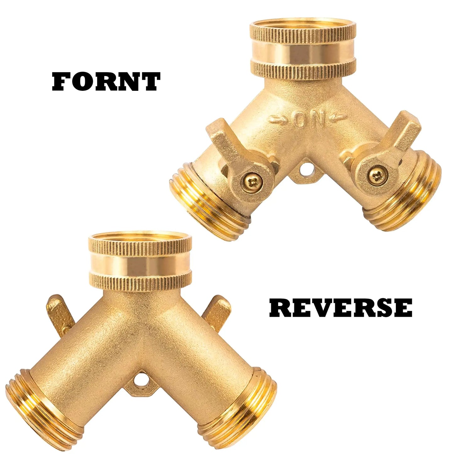 3/4" Brass Garden Hose Splitter – 2-Way Y Connector (1/2/3 Sets)