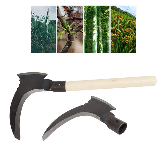 Double-Headed Handheld Sickle – Manganese Steel Garden Scythe Tool